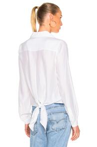Frame Denim Tie-back Collared Blouse In White