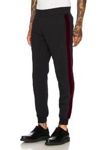 Alexander Mcqueen Velour Stripe Sweatpants In Black