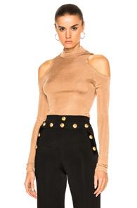 Balmain Open Shoulder Top In Brown