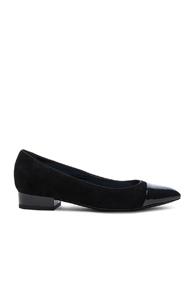 Lanvin Suede Pointy Ballerina Flats In Black