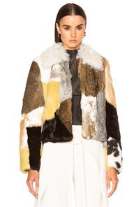 Proenza Schouler Rabbit Patchwork Fur Jacket In Neutrals,abstract