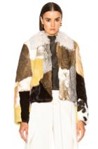 Proenza Schouler Rabbit Patchwork Fur Jacket In Neutrals,abstract