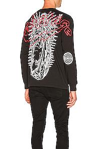 032c Printed Long Sleeve Tee In Black,red