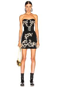 Redemption Gold Embroidered Mini Dress In Black