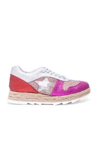Stella Mccartney Macy Lace Up Sneakers In Metallics,pink