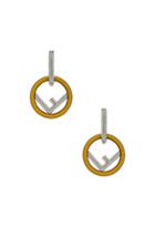 Fendi Logo Drop Earrings In Metallic,yellow