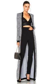 Balmain Long Jacquard Cardigan In Black,geometric Print,white