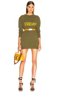 Alberta Ferretti Friday Crewneck Sweater Dress In Green