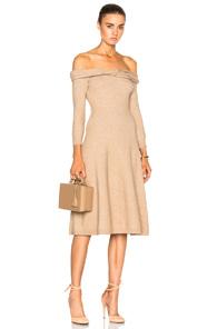 Oscar De La Renta Bateau Twist Neck Dress In Neutrals