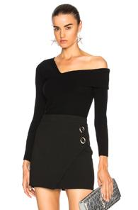 Michelle Mason Asymmetrical Band Sweater In Black