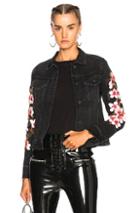 Off-white Cherry Blossom Diagonal Denim Jacket In Black,floral