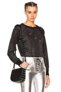 Unravel Lurex Raglan Bodysuit In Black,metallics