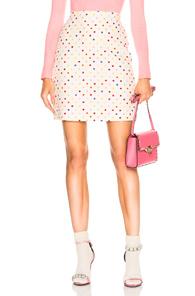 Valentino Polka Dot Mini Skirt In Geometric Print,neutrals
