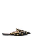 Alberta Ferretti Satin Embellished Mules In Black,metallics