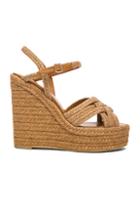Saint Laurent Braided Leather Platform Espadrilles In Neutrals