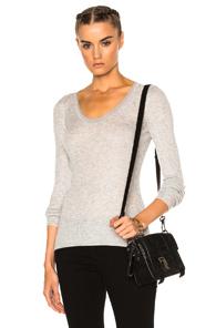 T By Alexander Wang Viscose Rib Long Sleeve Tee In Gray