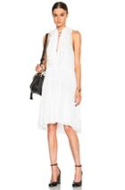 Chloe Embroidered Cotton Voile Lace Up Front Dress In White