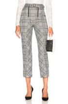 Self-portrait Check Zip Front Trouser Pant In Checkered & Plaid,gray