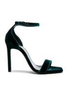 Saint Laurent Velvet Amber Ankle Strap Heels In Green