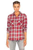 Amiri Grunge Star Flannel Top In Red,checkered & Plaid