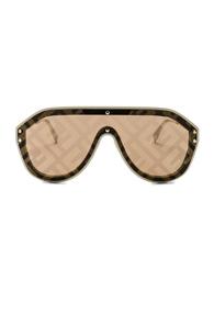 Fendi Logo Face Sunglasses In Brown
