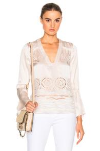 Derek Lam 10 Crosby Flutter Sleeve Top In White