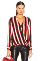 L'agence Kyla Draped Blouse In Blue,red,stripes