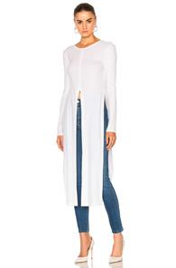 Rosetta Getty Cotton Rib Jersey Split Front Tee In White