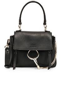 Chloe Mini Faye Calfskin & Suede Day Bag In Black