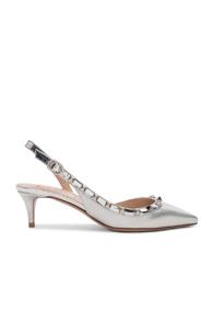 Valentino Rockstud Sling Back Heels In Metallic