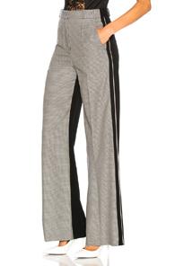 Stella Mccartney Reina Side Stripe Trousers In Black,plaid,white