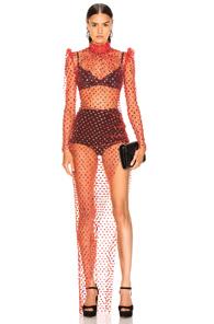 Raisa&vanessa Turtleneck Maxi Dress In Red