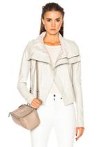 Rick Owens Vegetal Leather Classic Biker Jacket In White