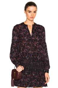 Derek Lam 10 Crosby Long Sleeve Top In Black,purple,abstract