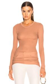 Enza Costa Rib Long Sleeve Tee In Brown
