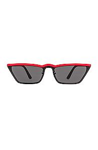 Prada Acetate Low Angle Cut Sunglasses In Black,red