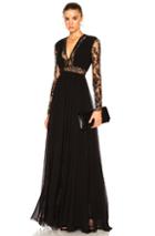 Zuhair Murad Georgette & Lace V Neck Gown In Black