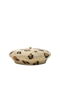 Sensi Studio Classic Beret In Animal Print,neutral
