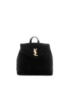 Saint Laurent Small Velvet Monogramme Loulou Backpack In Black