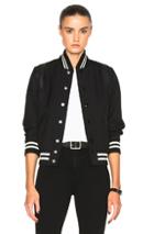 Saint Laurent Teddy Gabardine Bomber Jacket In Black