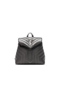 Saint Laurent Small Supple Monogramme Loulou Backpack In Gray
