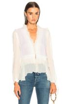 Jonathan Simkhai Mixed Trim Long Sleeve Blouse In White