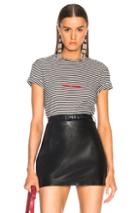 Saint Laurent Striped Small Logo Tee In Black,stripes,white