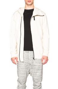 Nlst Heavy Fleece Double Zip Hooded Sweatshirt In White