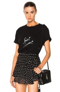 Saint Laurent Boyfriend Fit Logo Crewneck Tee In Black