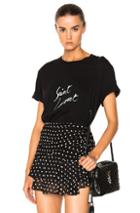 Saint Laurent Boyfriend Fit Logo Crewneck Tee In Black
