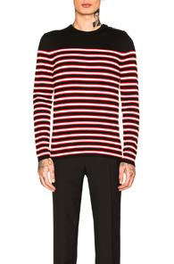 Saint Laurent Striped Cashmere Sweater In Black,stripes
