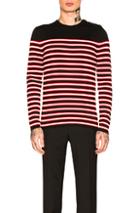 Saint Laurent Striped Cashmere Sweater In Black,stripes