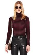 Saint Laurent Striped Turtleneck Fitted Sweater In Black,red,stripes