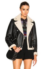 Coach 1941 Shearling Moto Jacket In Black